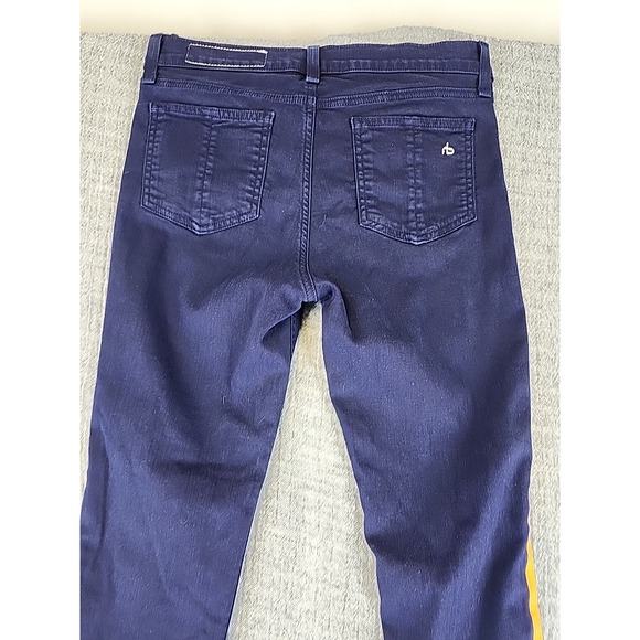Rag & Bone Jeans Womens Size 27 The Skinny Navy Orange Stripe Denim Pants - Picture 7 of 11